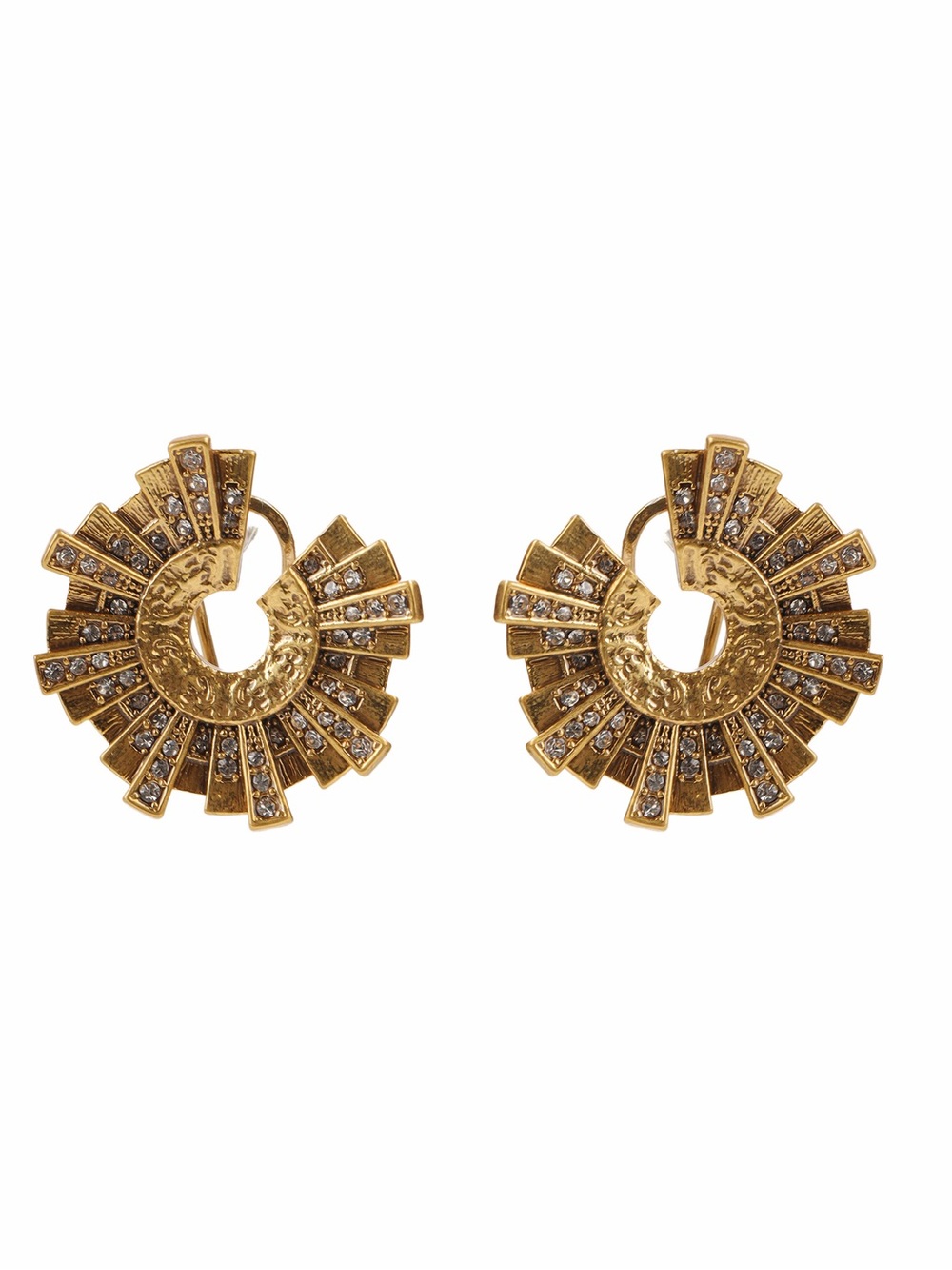 Gold Radiant Fan Hoop Earrings - Women's Jewelry with 925 sterling silver posts
